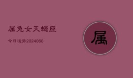 属兔女天蝎座今日运势(20240613)