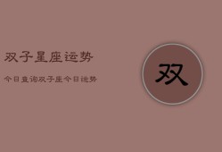 双子星座运势今日查询，双子座今日运势精准查询