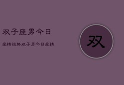 双子座男今日爱情运势，双子男今日爱情运如何