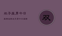 双子座男今日爱情运势，双子男今日爱情运如何