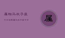 属相马双子座今日运势，属马双子座今日运势查询