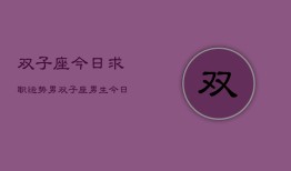 双子座今日求职运势男，双子座男生今日求职运