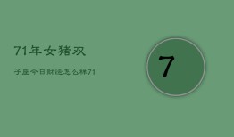 71年女猪双子座今日财运怎么样，71年双子女猪今日财运