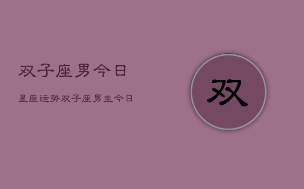 双子座男今日星座运势，双子座男生今日爱情财运工作运势  第1张
